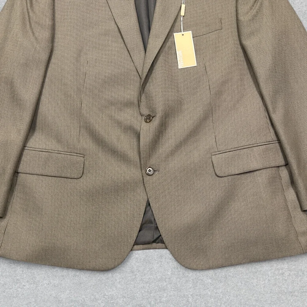 NEW Michael Kors Blazer Jacket Men's 48R Light Brown Houndstooth *See Note
